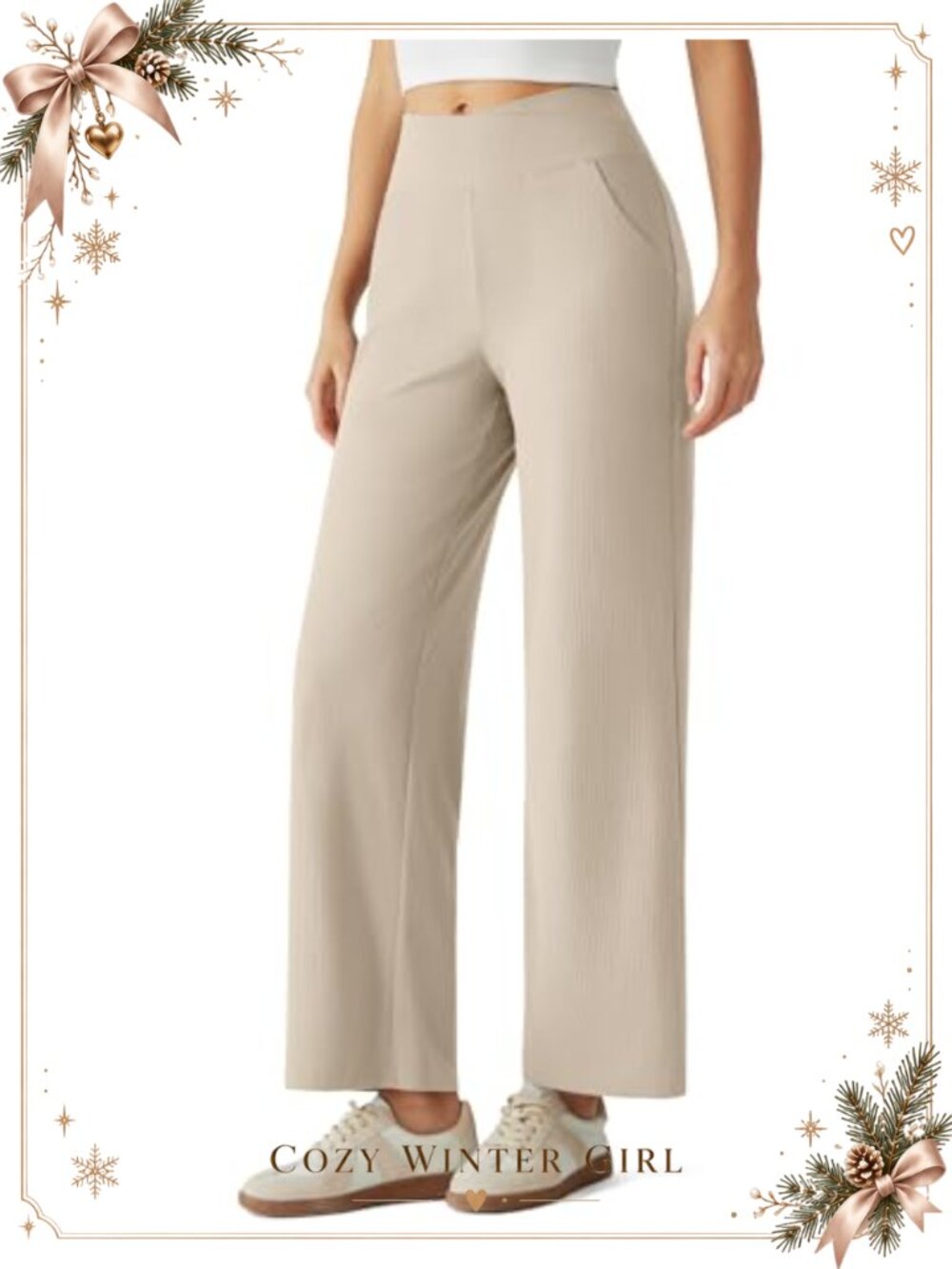 Ribbed Wide Leg High Waist Yoga Sweatpants with Pockets